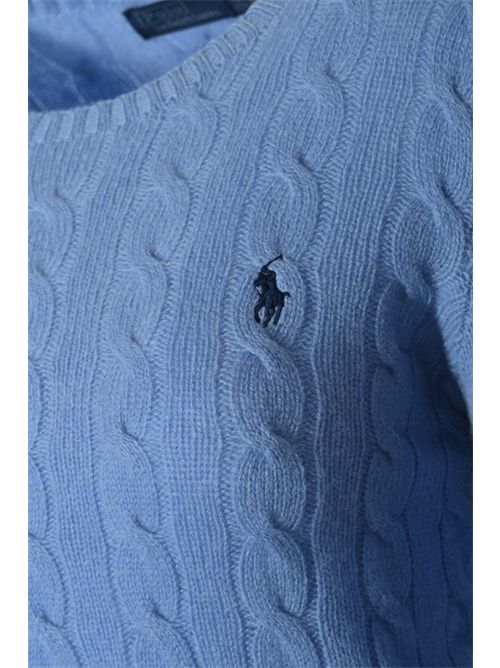 Maglia a trecce in lana e cashmere Blue POLO RALPH LAUREN | 211971865004